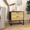 2 Tier Wooden Nightstand with Metal Leg K43294