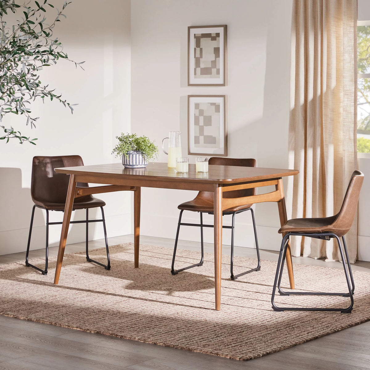 59" Mid-Century Wood Tapered Leg Dining Table K428110