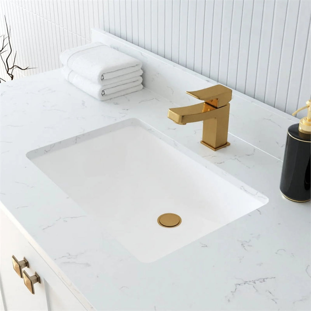 84" Double Sink Bathroom Vanity White Stone Top D623062