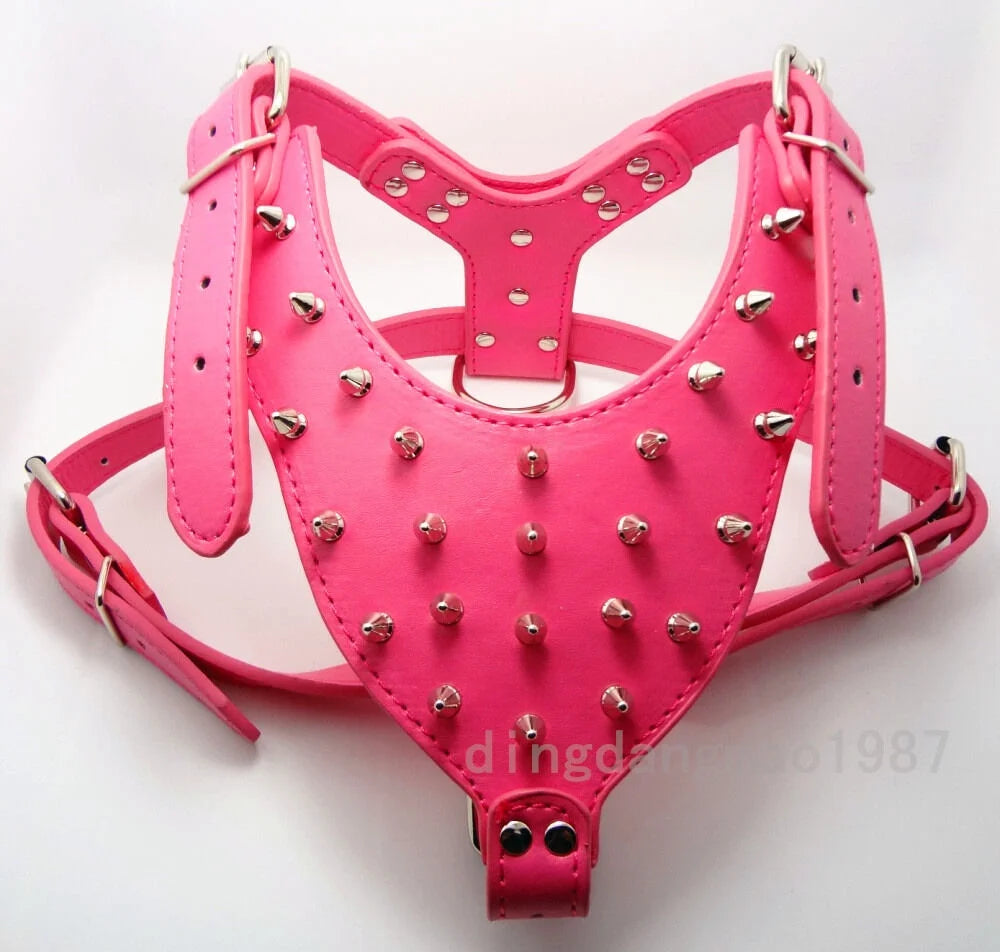 Spiked Studded Leather Dog Harness W452219