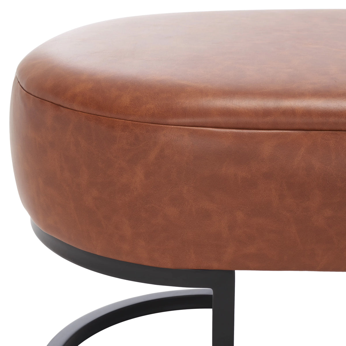 Cognac Leather Oval Bench S780213