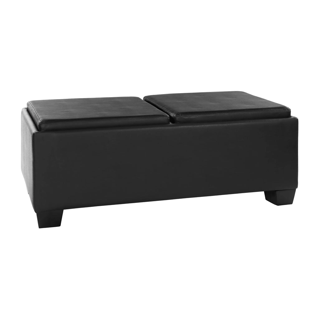 Espresso Faux Leather Upholstered Storage Cocktail Ottoman H3761