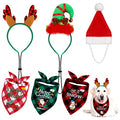 6 Pack Christmas Pet Scarf Antlers Headband and Santa Hat A521343
