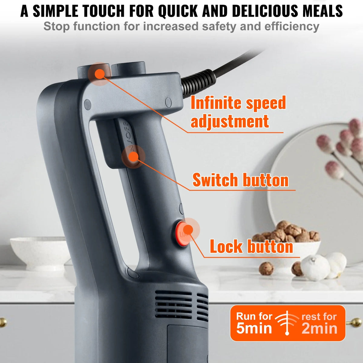500W Adjustable Stainless Steel Immersion Blender R7860