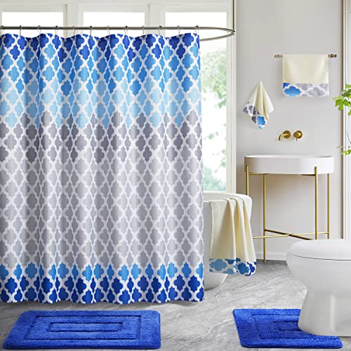 Chocolate Brown Leaf Print Bathroom Rugs, Shower Curtain and Towel Set S49394