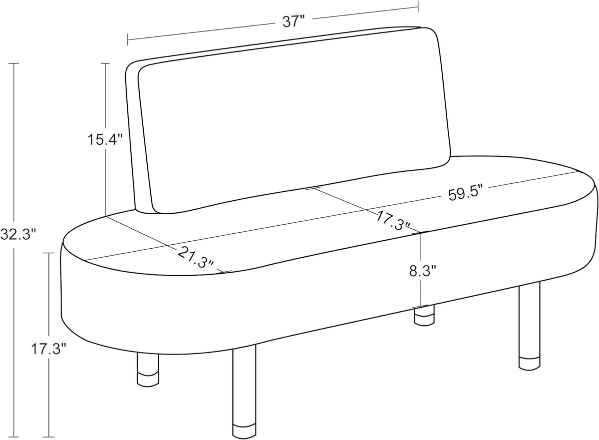 Black Leather Upholstered Bench with Backrest Y64510
