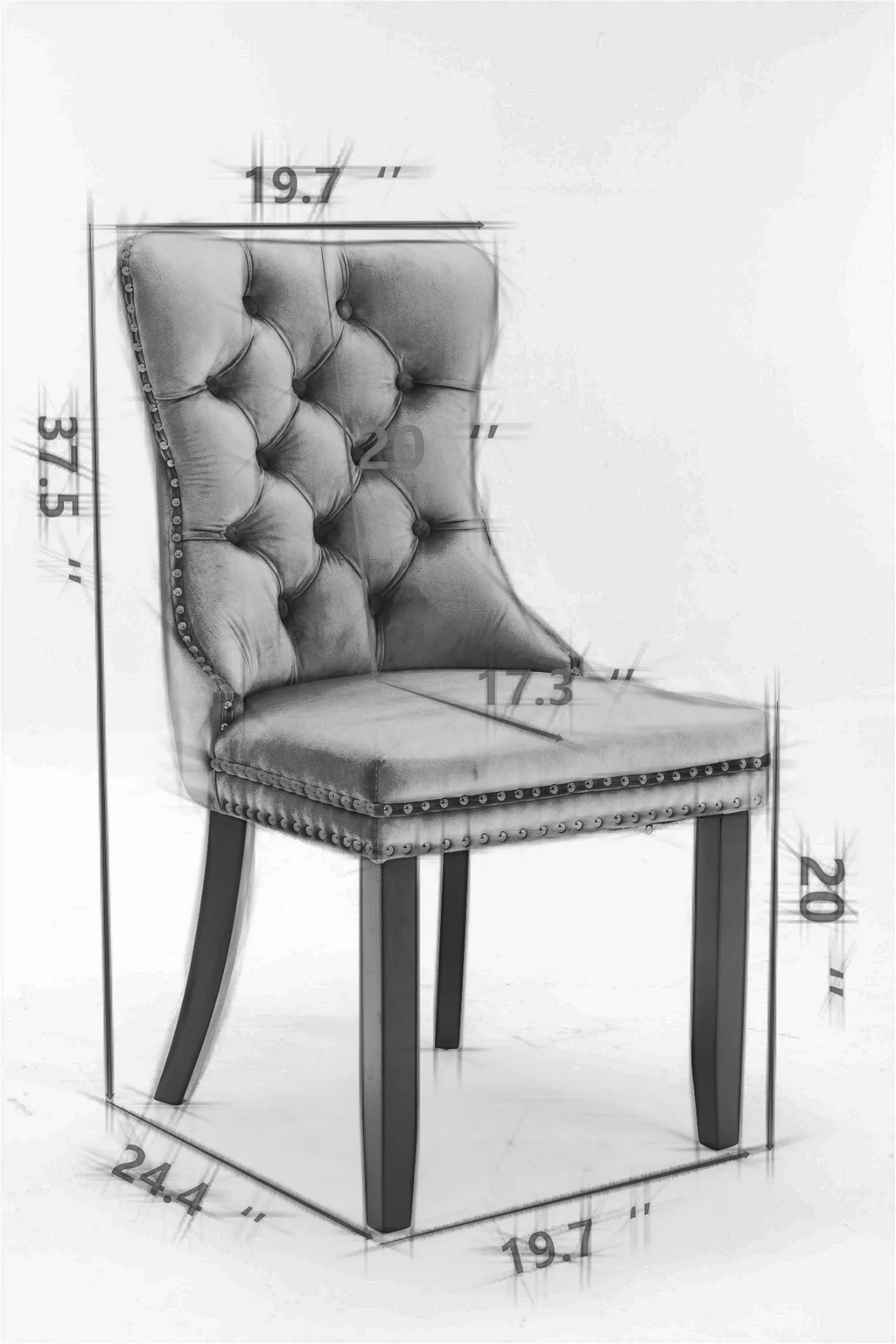 Orange Velvet Upholstered Dining Chair 2-Pcs Set A4736
