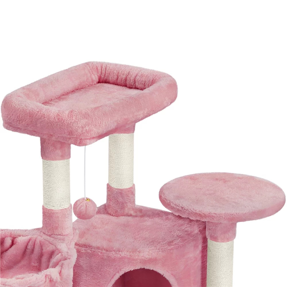 Pink Multilevel Cat Tree Tower with Condo and Perches A112