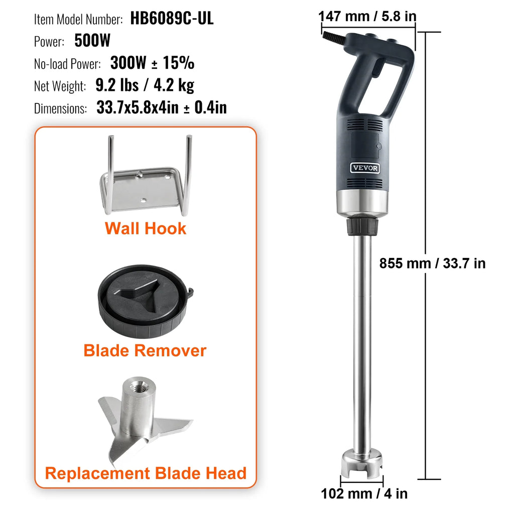 500W Adjustable Stainless Steel Immersion Blender R7860