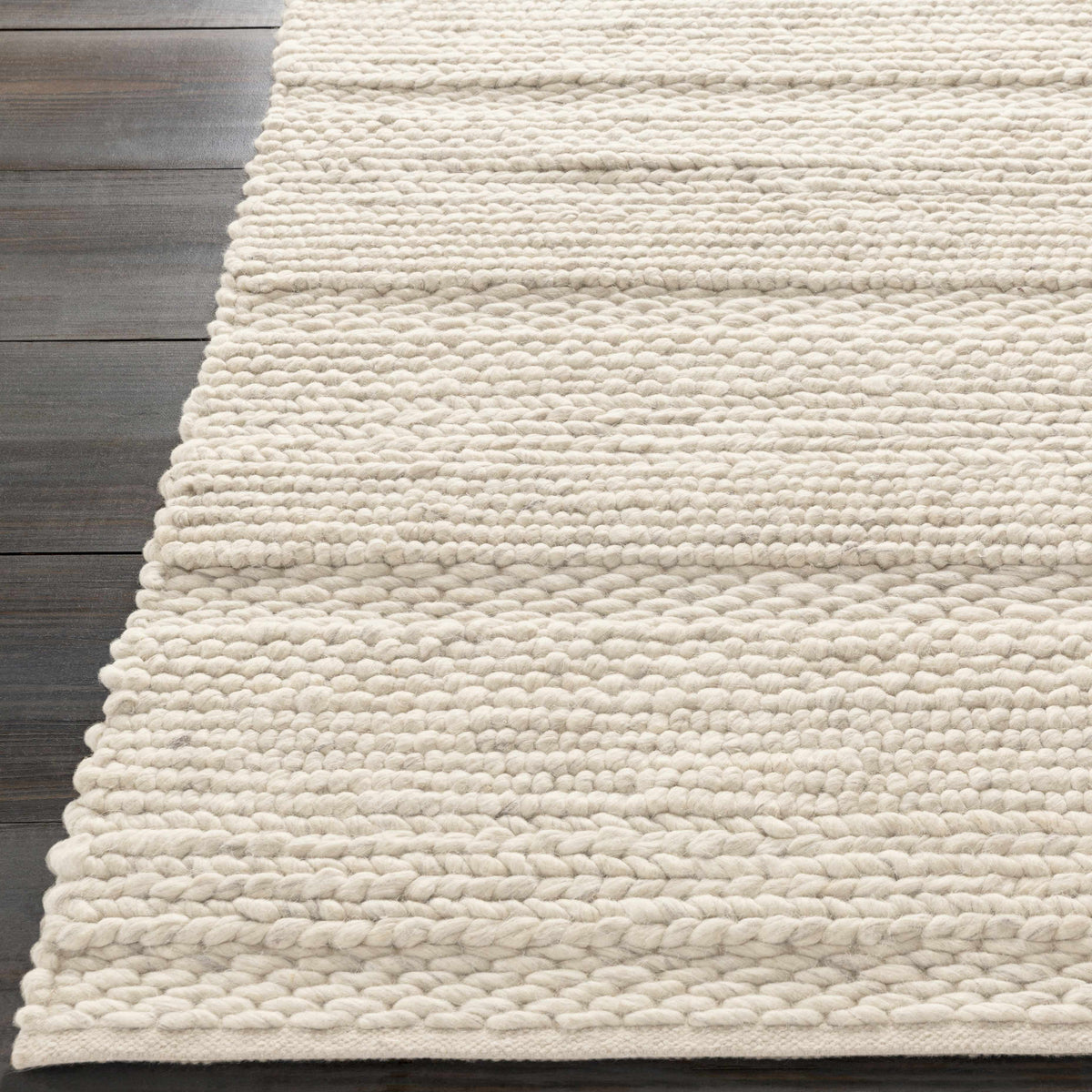 Ivory Charcoal Wool Area Rug 10' x 14' U66809