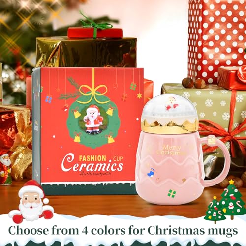17.6 oz Ceramic Christmas Mug with Lid R189