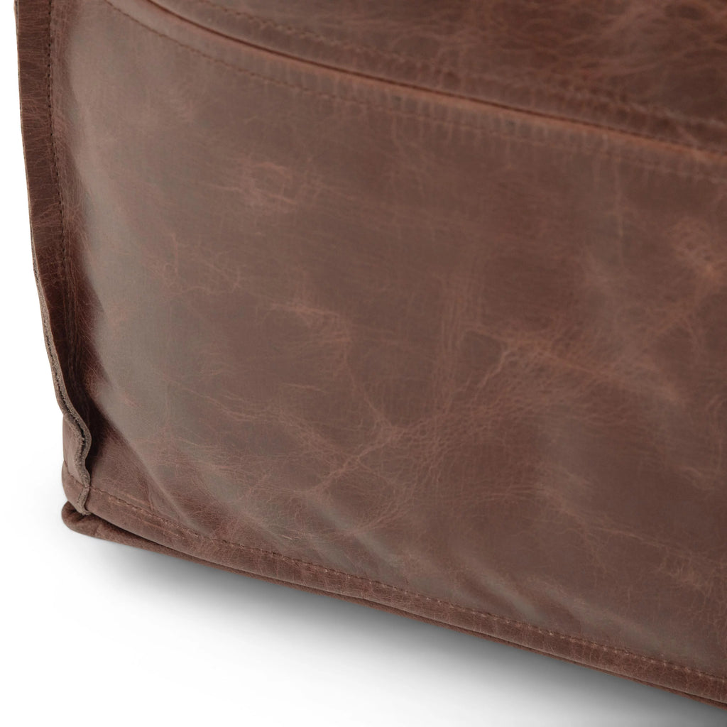 Brown Genuine Leather Pouf H1447