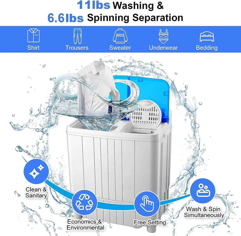 11lbs Washer & 6.6lbs Spin Dryer Combo Washing Machine Q2696