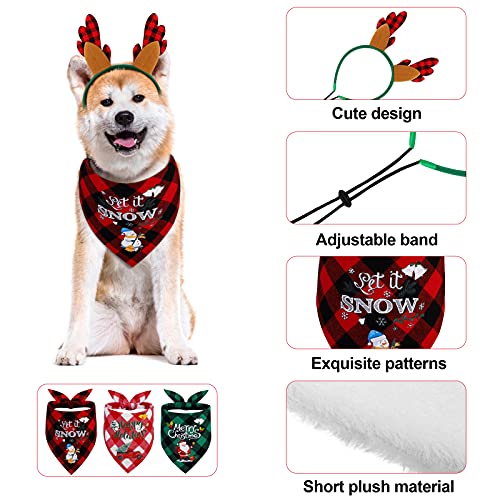 6 Pack Christmas Pet Scarf Antlers Headband and Santa Hat A521343