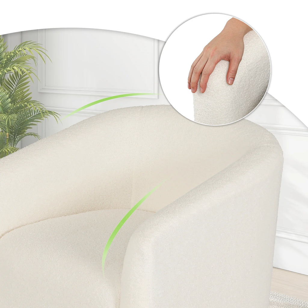 Sherpa Fabric Upholstered Barrel Accent Chair B220895