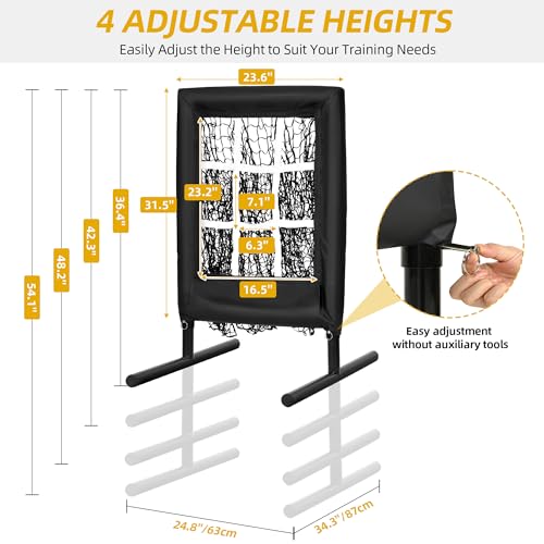 Heavy Duty 9 Hole Baseball Softball Pitching Net with Carry Bag Y83579