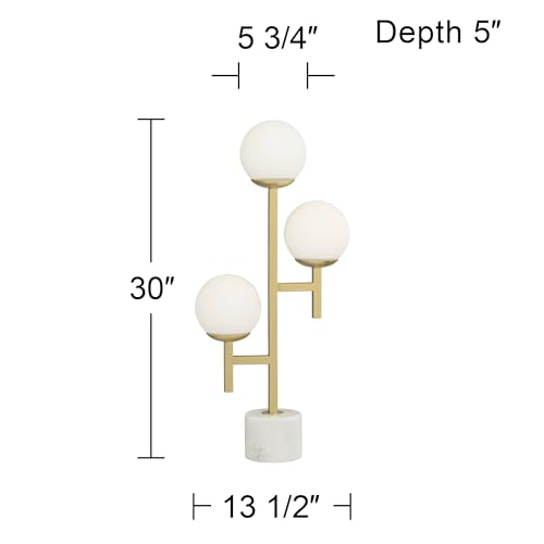 30" Tall Gold Marble Metal 3-Light Table Lamp V167