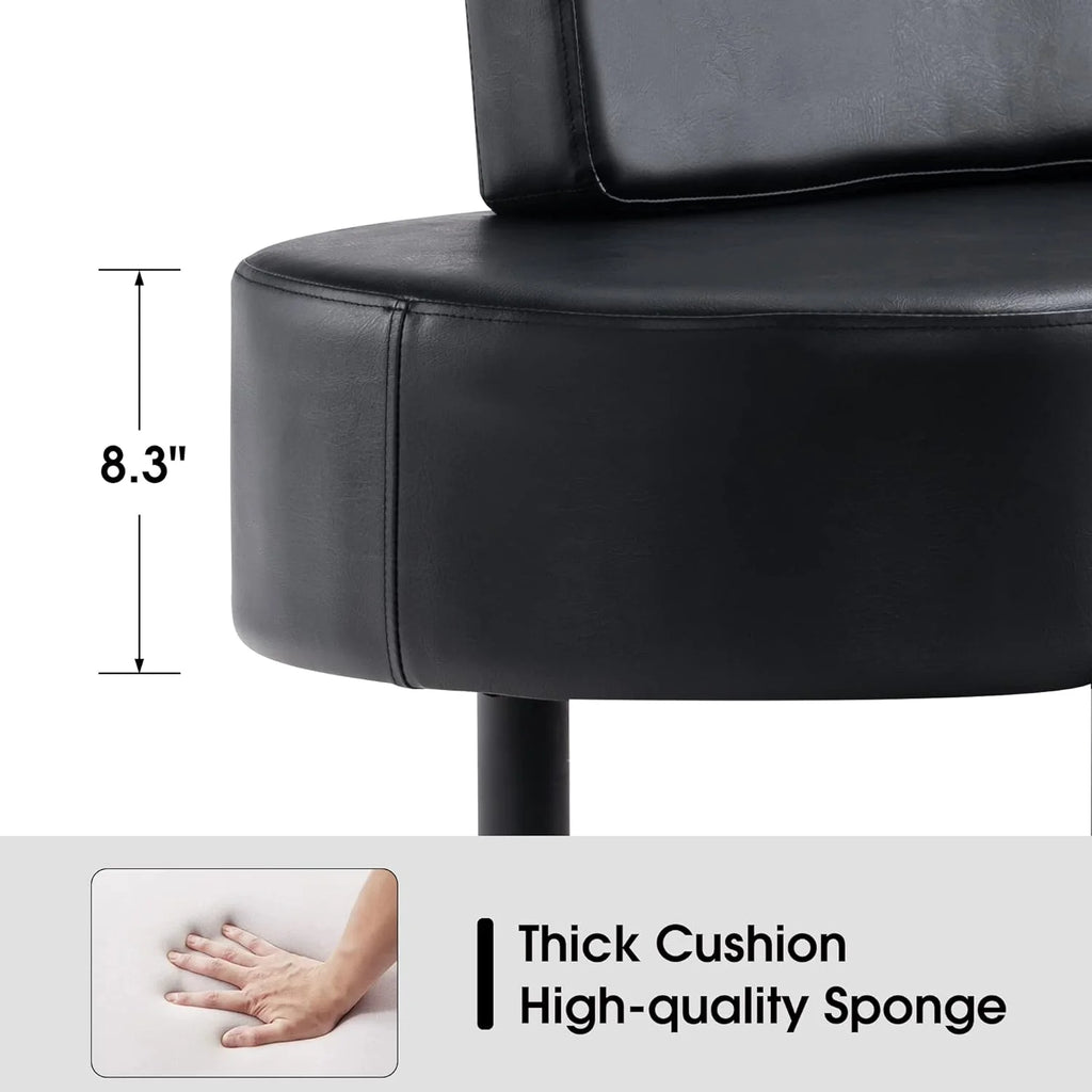 Black Leather Upholstered Bench with Backrest Y64510