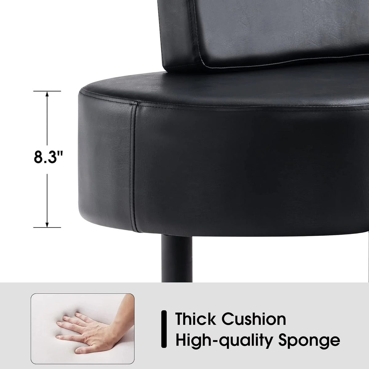 Black Leather Upholstered Bench with Backrest Y64510