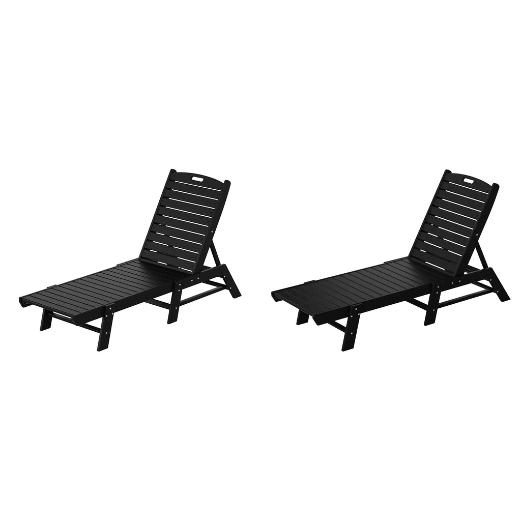 Outdoor Chaise Lounge Set of 2 Black I7441