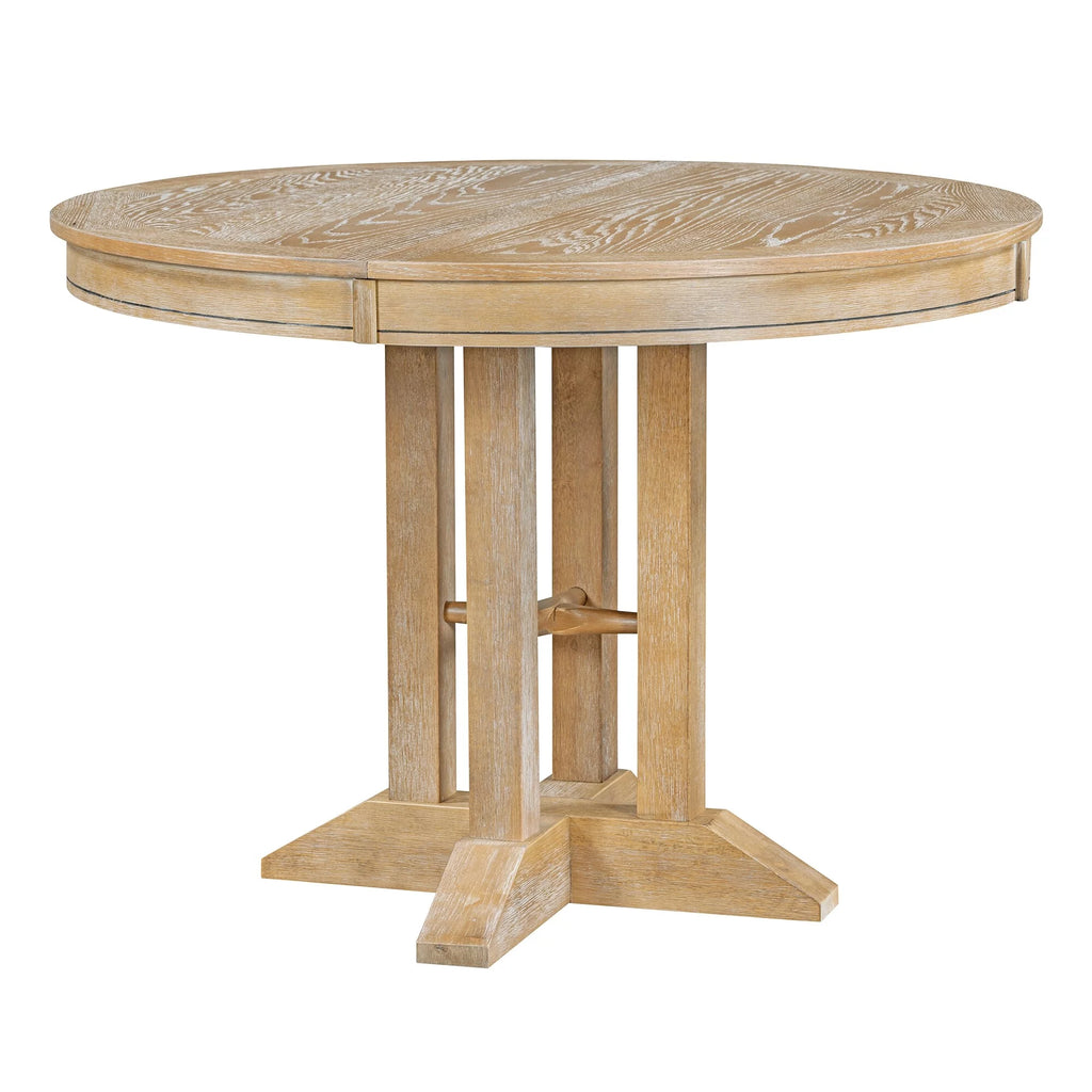 5-Piece Dining Set with Extendable Round Table and 4 Upholstered Chairs G347