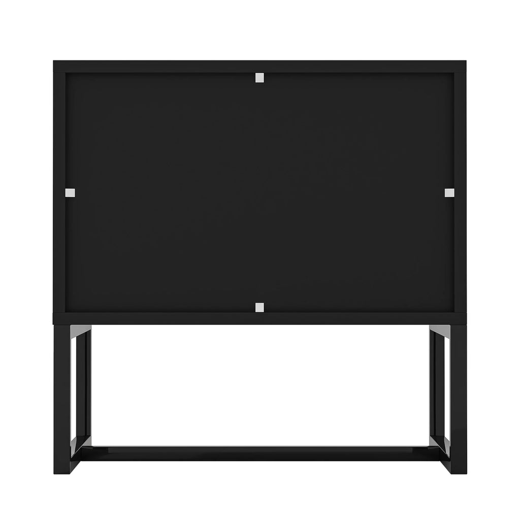 2 Tier Wooden Nightstand with Metal Leg K43294
