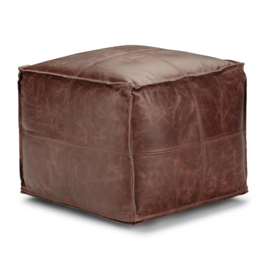 Brown Genuine Leather Pouf H1447