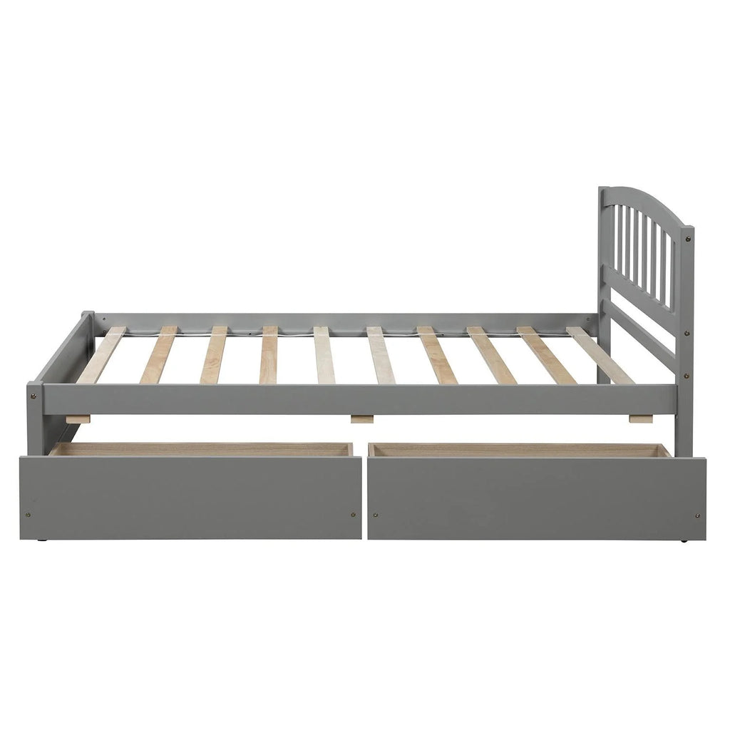 Twin Size Wood Platform Bed with Storage and 2 Drawers J717