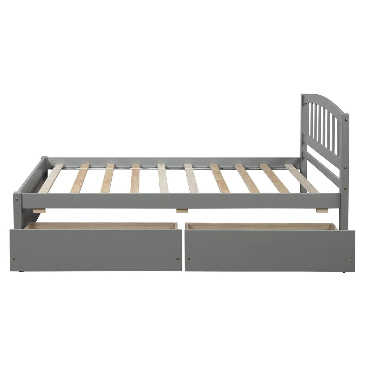 Twin Size Wood Platform Bed with Storage and 2 Drawers J717