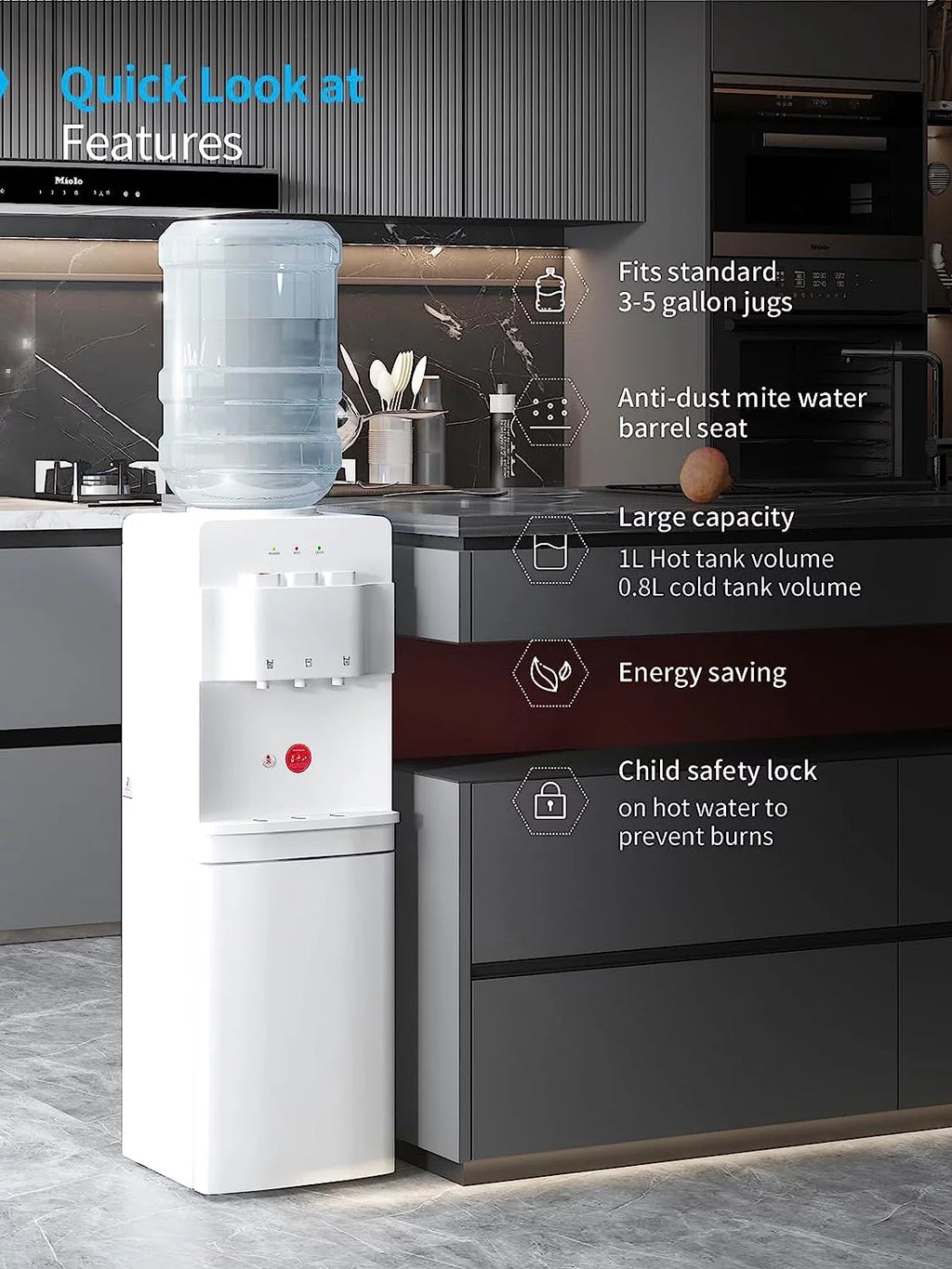Top Loading Hot & Cold Water Cooler Dispenser White S73843