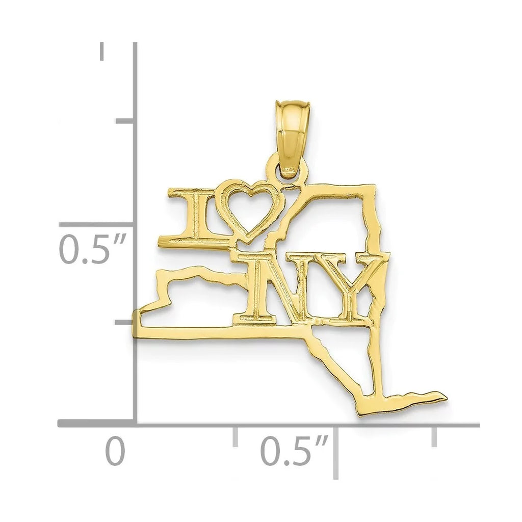 10k Gold New York State Pendant Necklace A258594