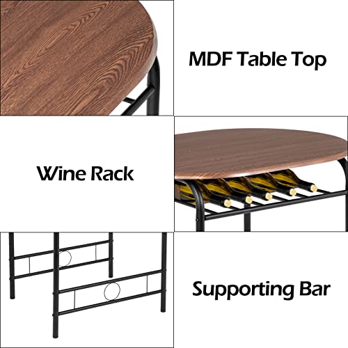 3 Piece Wooden Dining Set with 2 Chairs and Wine Rack M94081