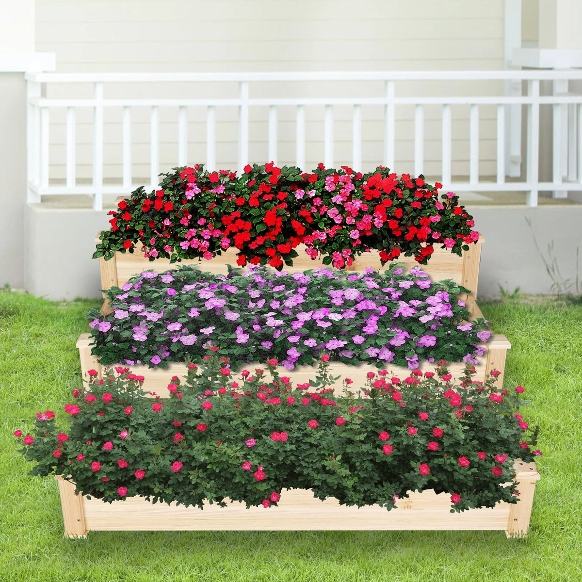 3 Tier Raised Wooden Garden Bed Planter Box D599673