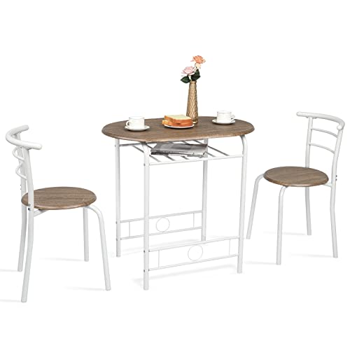 3 Piece Wooden Dining Set with 2 Chairs and Wine Rack M94081