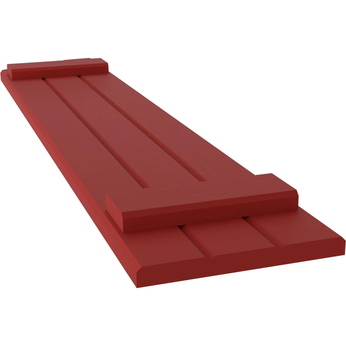Real Wood Joined Board-n-Batten Shutters with Elliptical Top, Fire Red A483