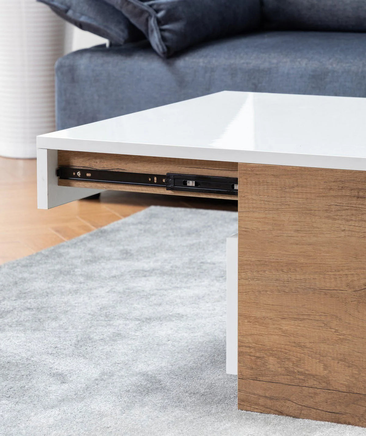 27.50 Inch Light Brown Wood Coffee Table with 2 Drawers S8929