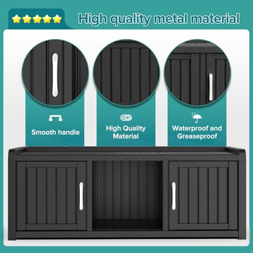 Waterproof UV-Resistant Storage Bench with Adjustable Shelves T145279