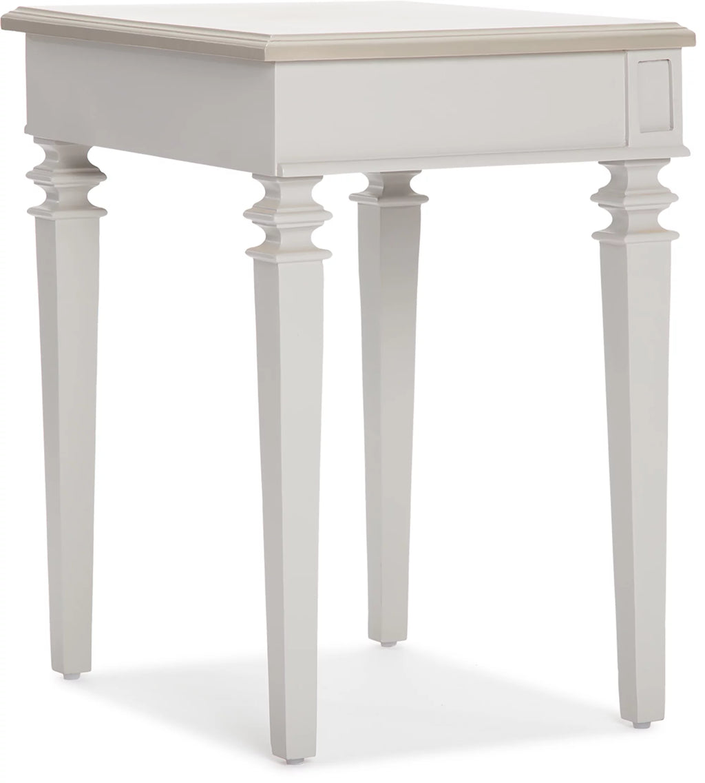 Light Gray Solid Wood End Table Nightstand with Drawer Y43309