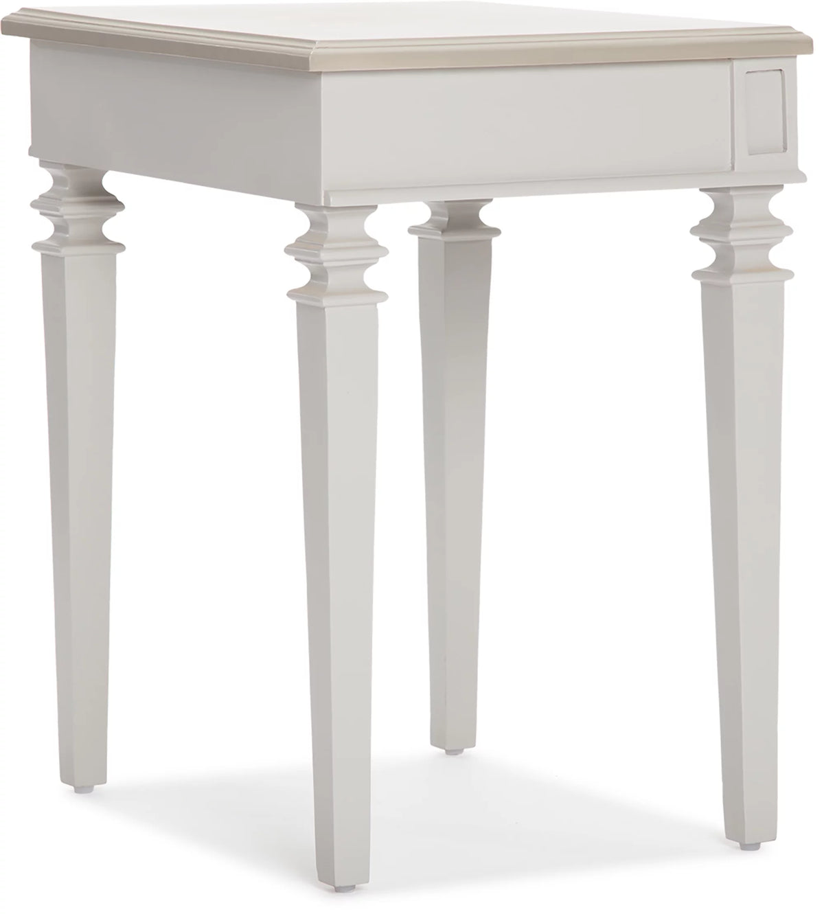 Light Gray Solid Wood End Table Nightstand with Drawer Y43309