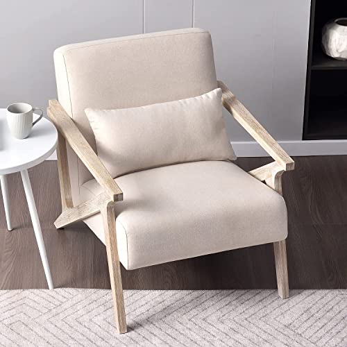 Mid Century Modern Upholstered Armchair with Waist Cushion H130