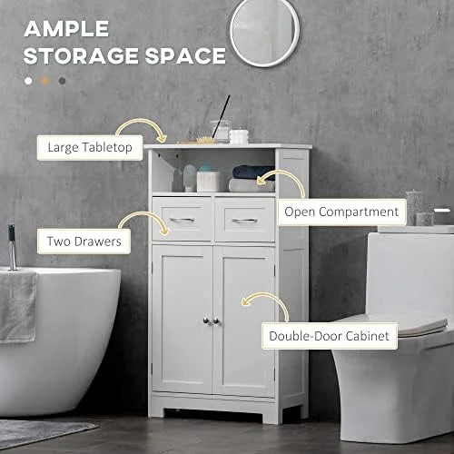 Grey Bathroom Cabinet Organizer with Two Drawers J59541
