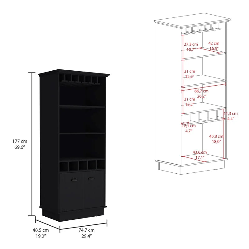 Black Manufactured Wood Bar Cabinet U73388