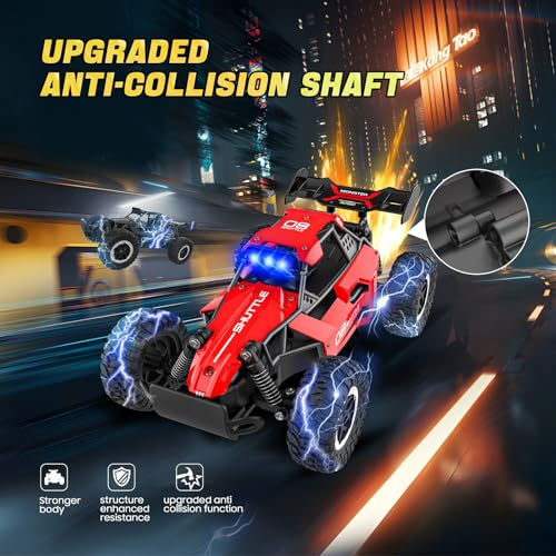 Remote Control Car with LED Lights, 2.4GHz 2WD Monster Truck, Red X451