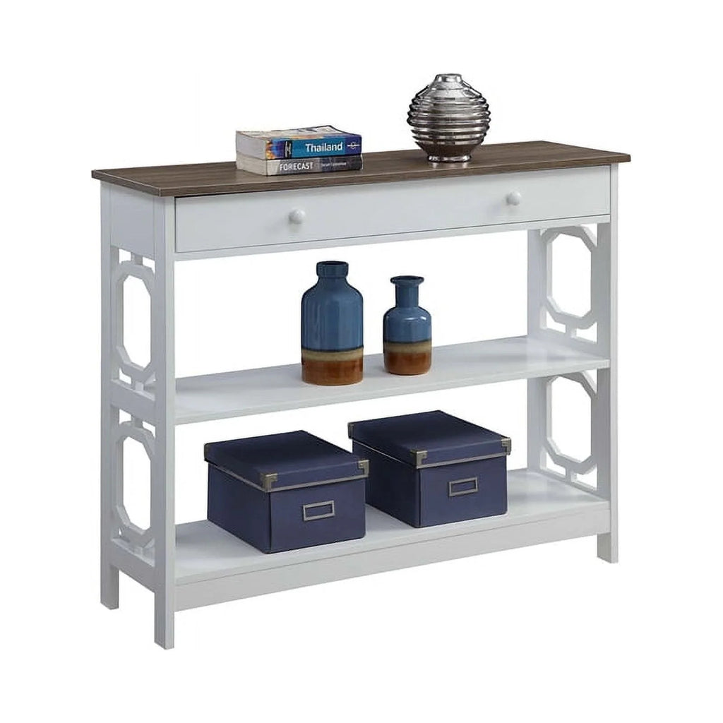 Contemporary One-Drawer Console Table in Espresso and White Wood C4568