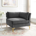 Gray Performance Velvet Sectional Sofa Corner Chair Z107