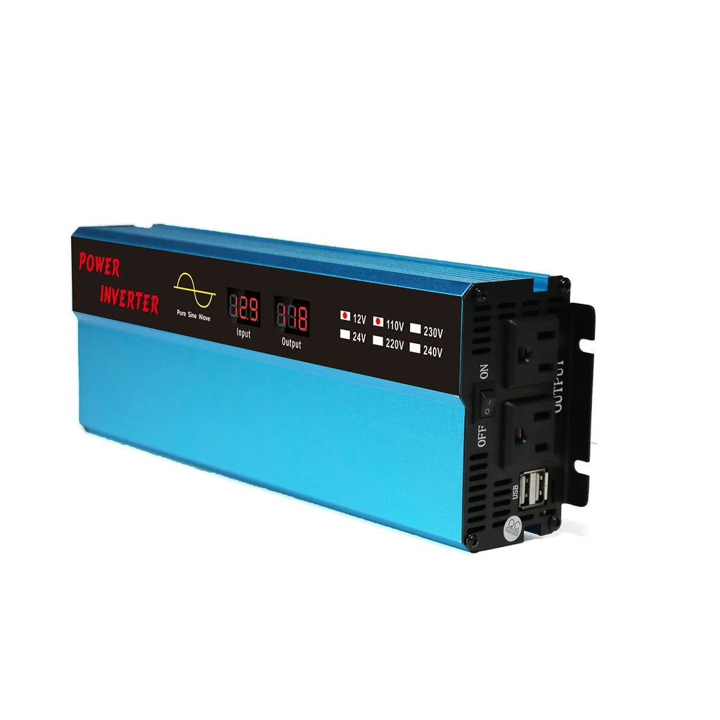 850W Pure Sine Car Power Inverter, 1600 Watt, 2 Sockets, 2x6A USB Ports P98863