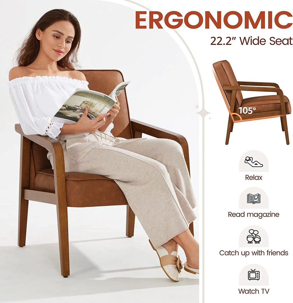 Light Brown 2 Pieces PU Leather Accent Chair O657076