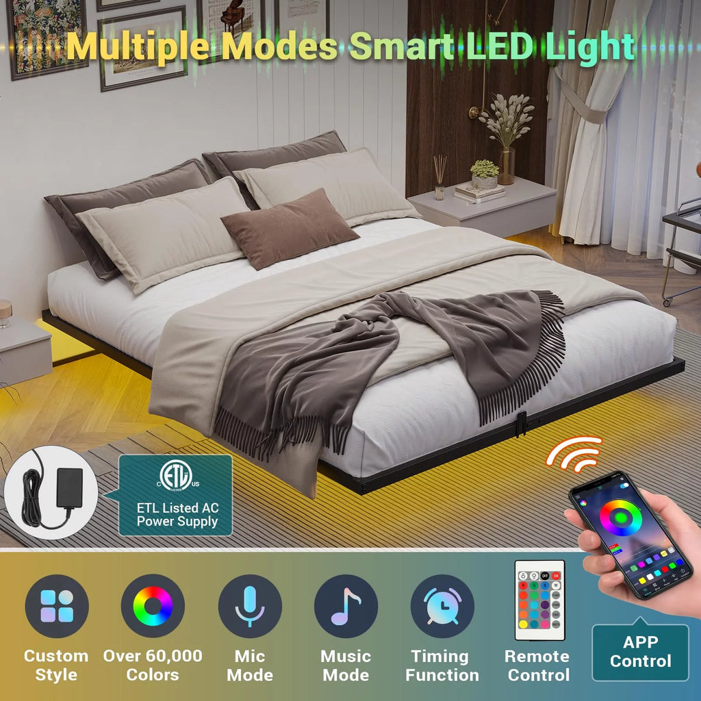 Queen Bed Frame with LED Lights M480125