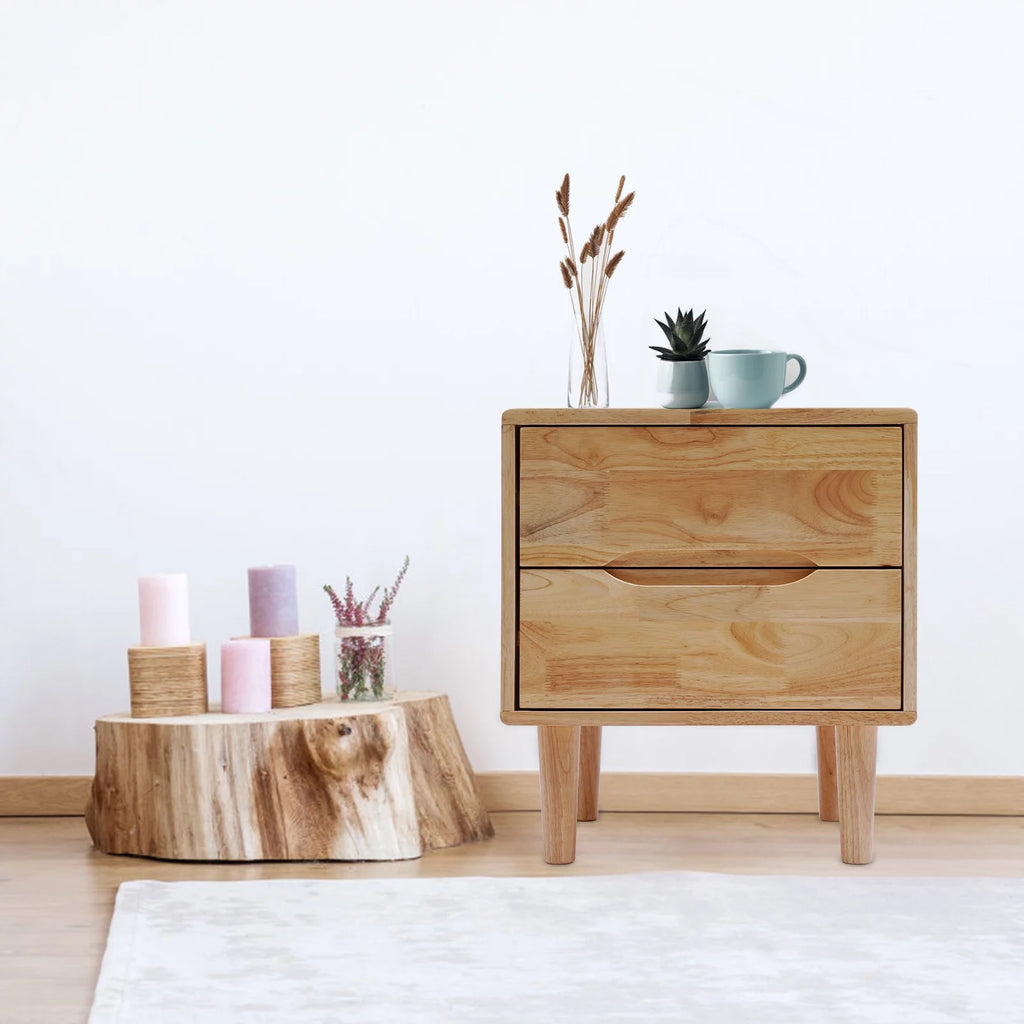 Mid Century Modern 2 Drawer Wood Nightstands D1967