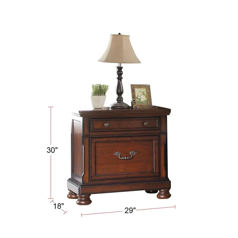 Cherry Finish 1Pc Nightstand Bedside Table U352